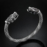 Vikings Silver Wolf Head Bracelet