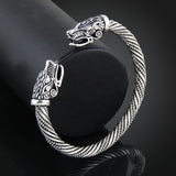 Vikings Silver Wolf Head Bracelet